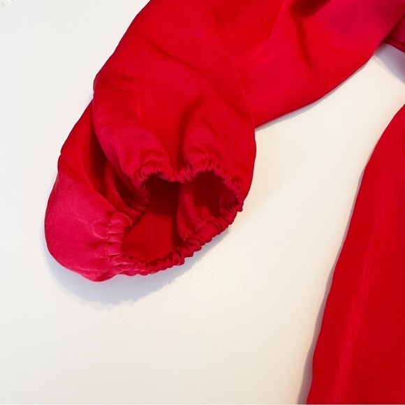 Michael MK Peplum Elastic Neck Long Sleeve Red Top - Large - Picture 6 of 9
